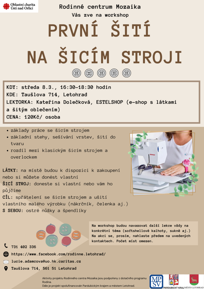 První šití na šicím stroji